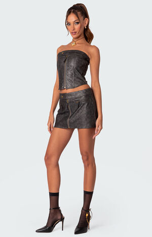 Ziva Faux Leather Mini Skirt image number 3