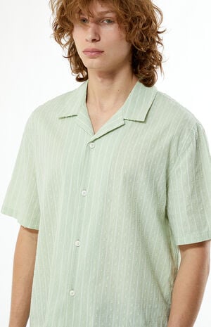 White Pointelle Oversized Camp Shirt image number 2