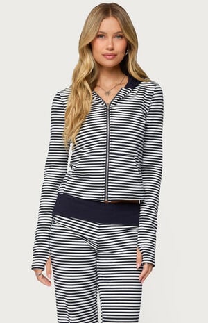 Meggy Striped Zip Up Hoodie image number 1