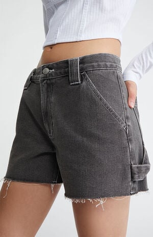 Black Cutoff Carpenter Shorts image number 2
