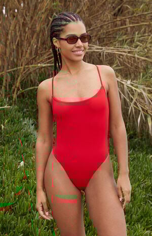Red Aubrey One Piece Swimsuit image number 2
