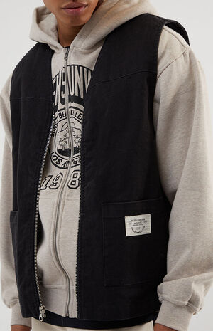 Black Canvas Zip Up Vest image number 2