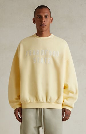 Garden Yellow '90s Fit Fleece Crew Neck Sweatshirt image number 2