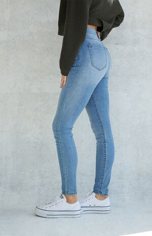 Light Blue High Waisted Jeggings image number 3