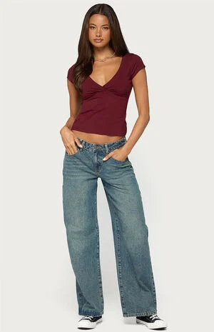 Penelopy Overlap V Neck T-Shirt image number 4