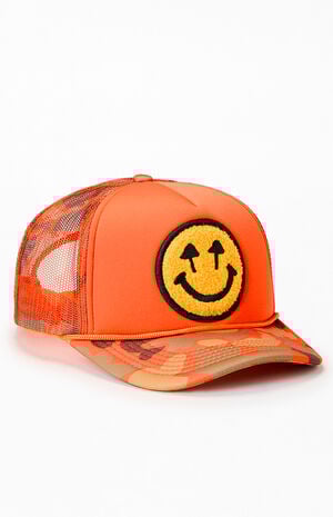 Happy Face Camo Foam Trucker Hat image number 1