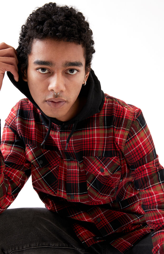 Black & Red Parkway Hooded Plaid Flannel Shirt