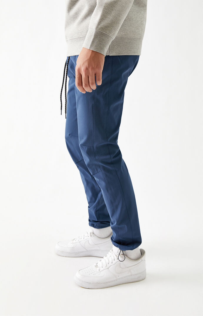 Blue Crinkle Nylon Jogger Pants