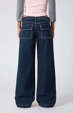 Casey Low Rise Baggy Jeans Contrast Stitch Rinse Denim image number 4