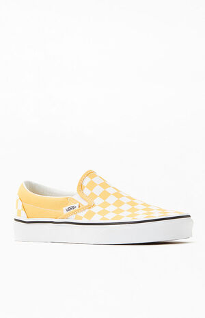 Unisex Black, White, and Yellow checkered vans used condition