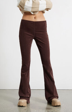 Brown Corduroy Low Rise Flare Pants image number 2