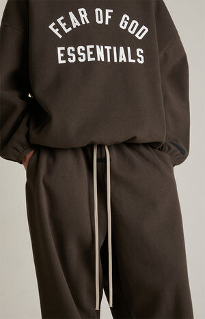 Brown Brushed Yarn Relaxed Sweatpants image number 5