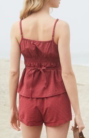 Burgundy Plaid Tiffany Tank Top image number 4