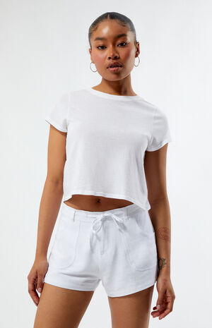 Fixed Waist Linen Shorts image number 1