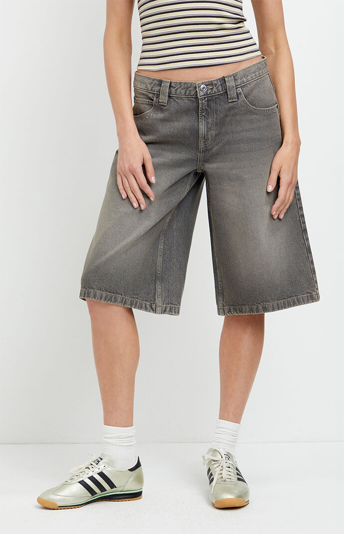 Pacsun Peyton Extreme Jorts Button Pocket Gray