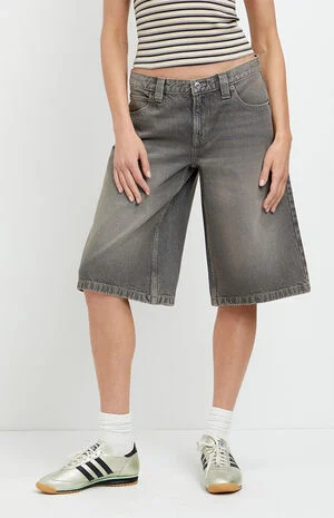 Peyton Extreme Jorts Button Pocket Gray image number 2