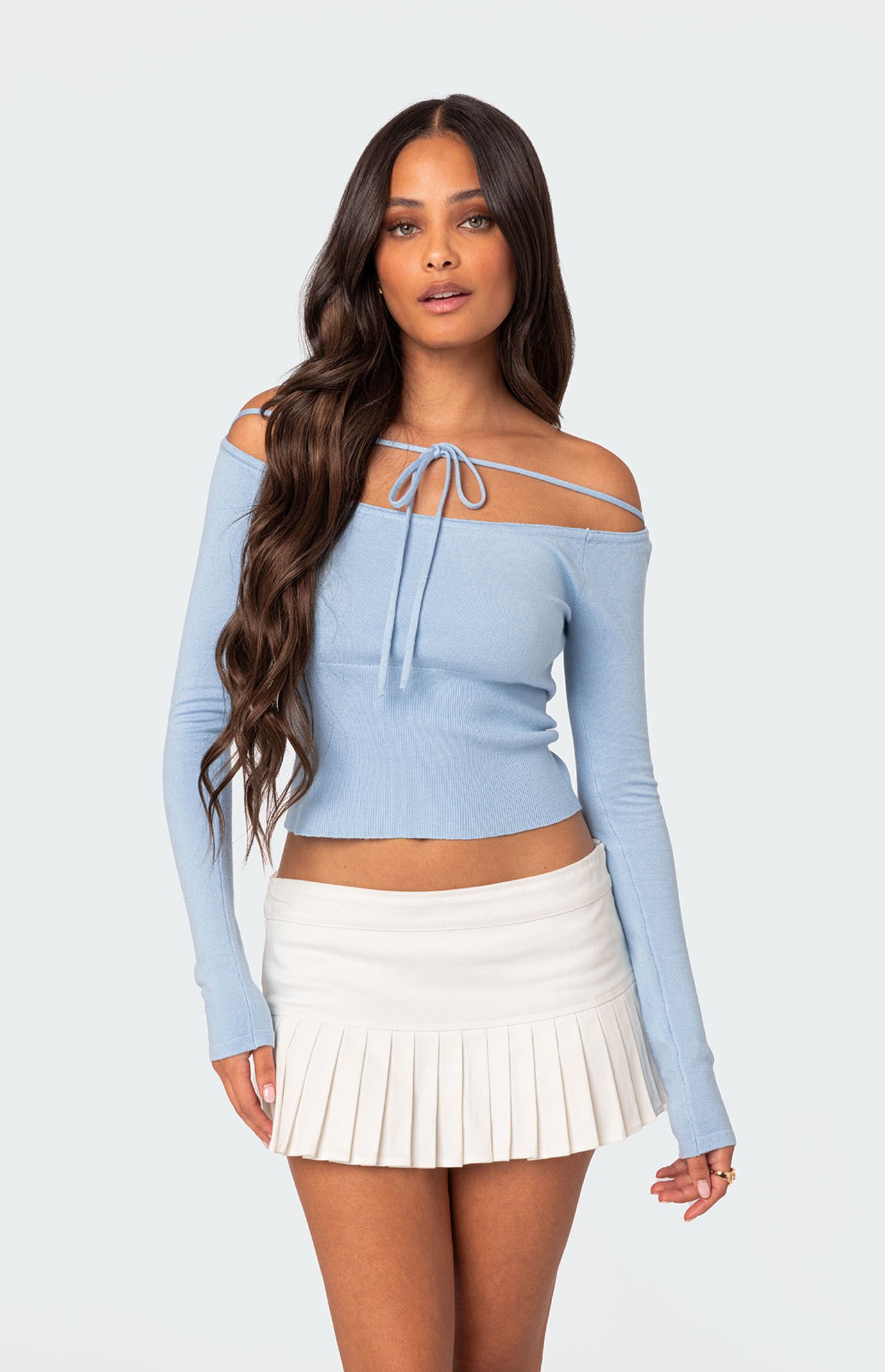 Edikted Jane Tie Front Knit Top