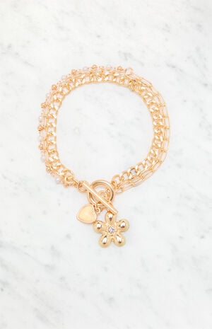 Flower Charm Chain Bracelet