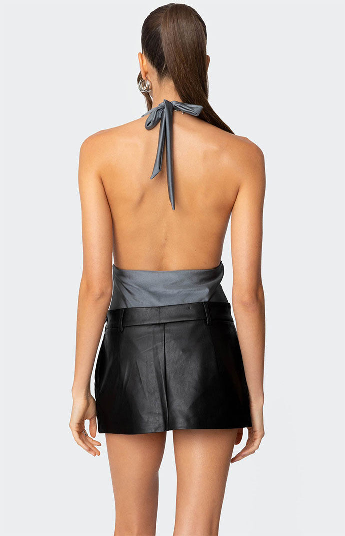 Edikted Justice Shiny Gathered Bodysuit | Pacsun