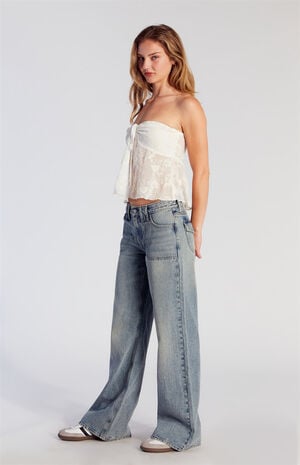 Lena Low Rise Super Baggy Jeans Light Indigo Tinted Lena Low Rise Super Baggy Jeans Light Indigo Tinted image number 1