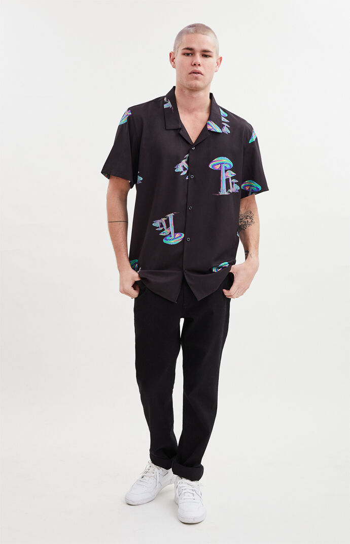 Mushroom Short Sleeve Button Up Shirt