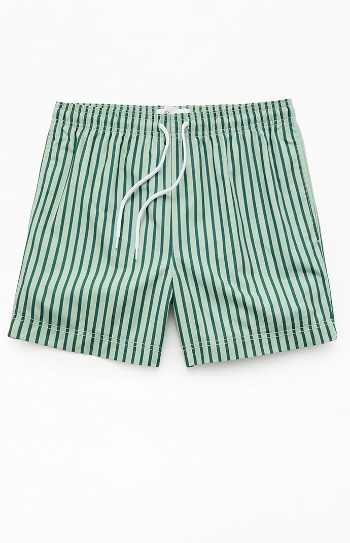 Pacsun Matcha Striped 4.5" Swim Trunks