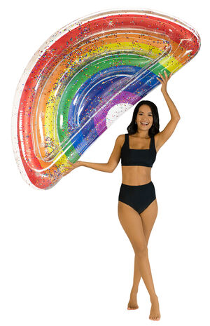 Inflatable Rainbow Glitter Half Island Pool Float image number 1