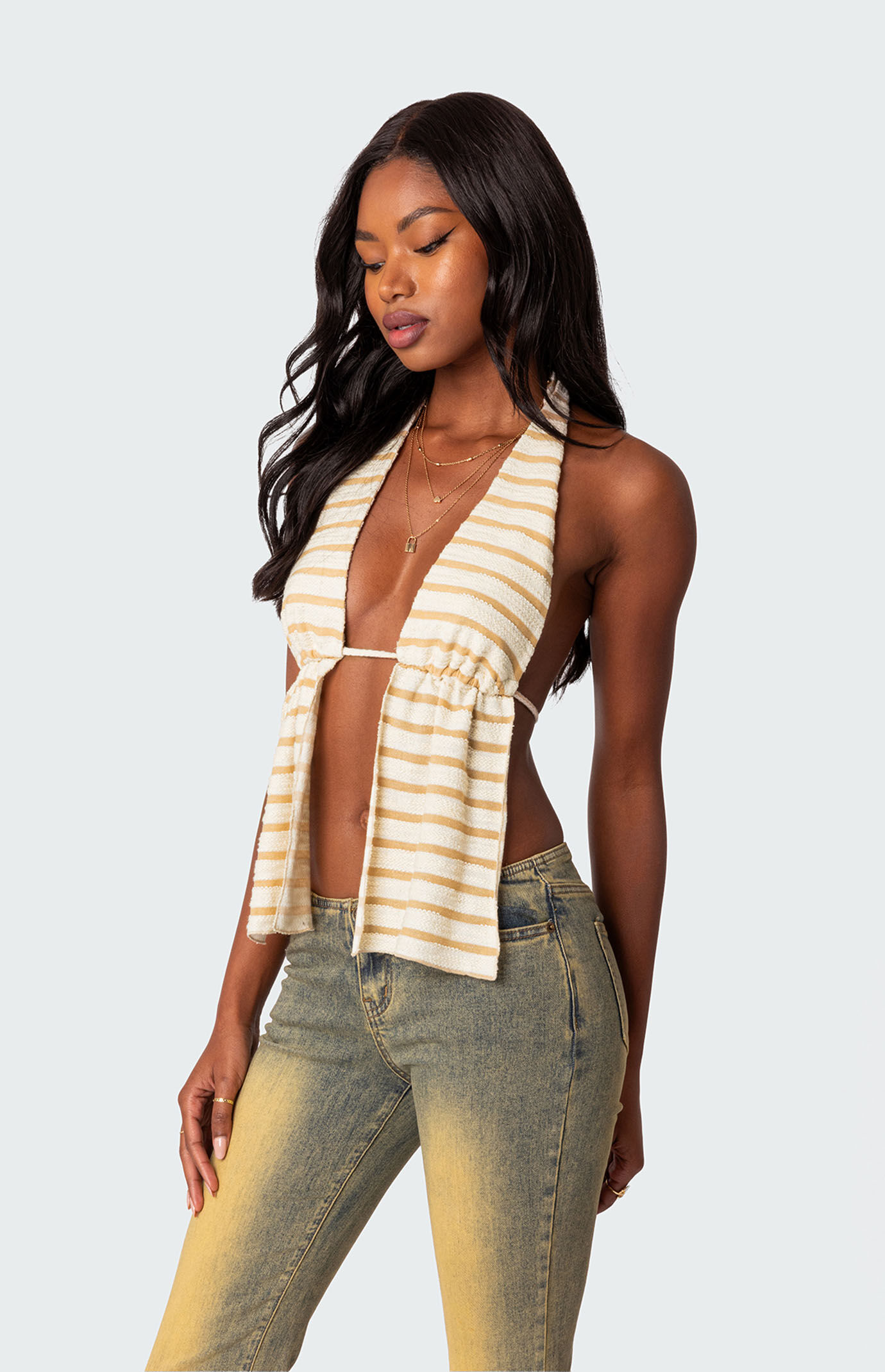Edikted Textured Open Back Halter Top | PacSun