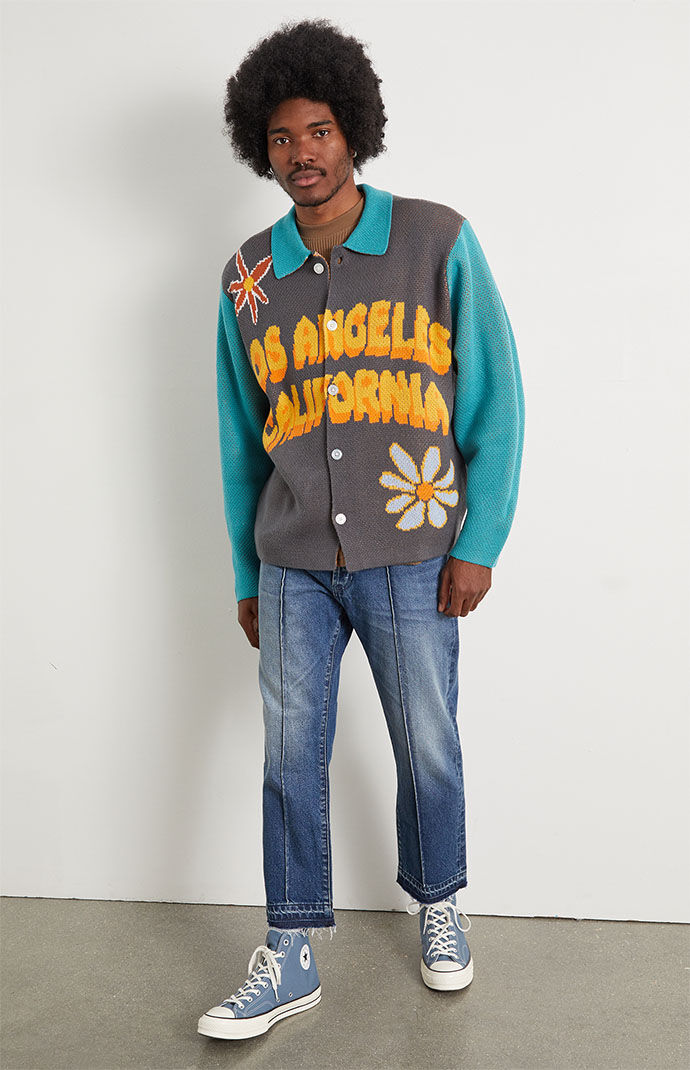 PacSun Green LA Button Down Sweater PacSun