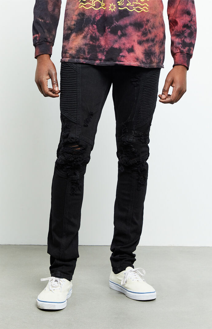 Black Moto Stacked Skinny Jeans PacSun