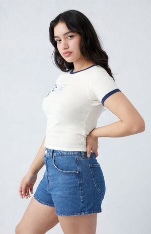 Eco Stretch Dark Indigo Curve Mom Shorts image number 3