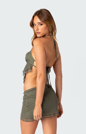 Ariyah Open Tie Back Ruffle Mesh Top image number 4