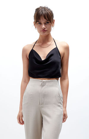 Cowl Neck Halter Tank Top image number 1