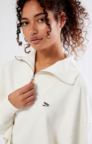 White Downtown Half Zip Sweatshirt image number 3