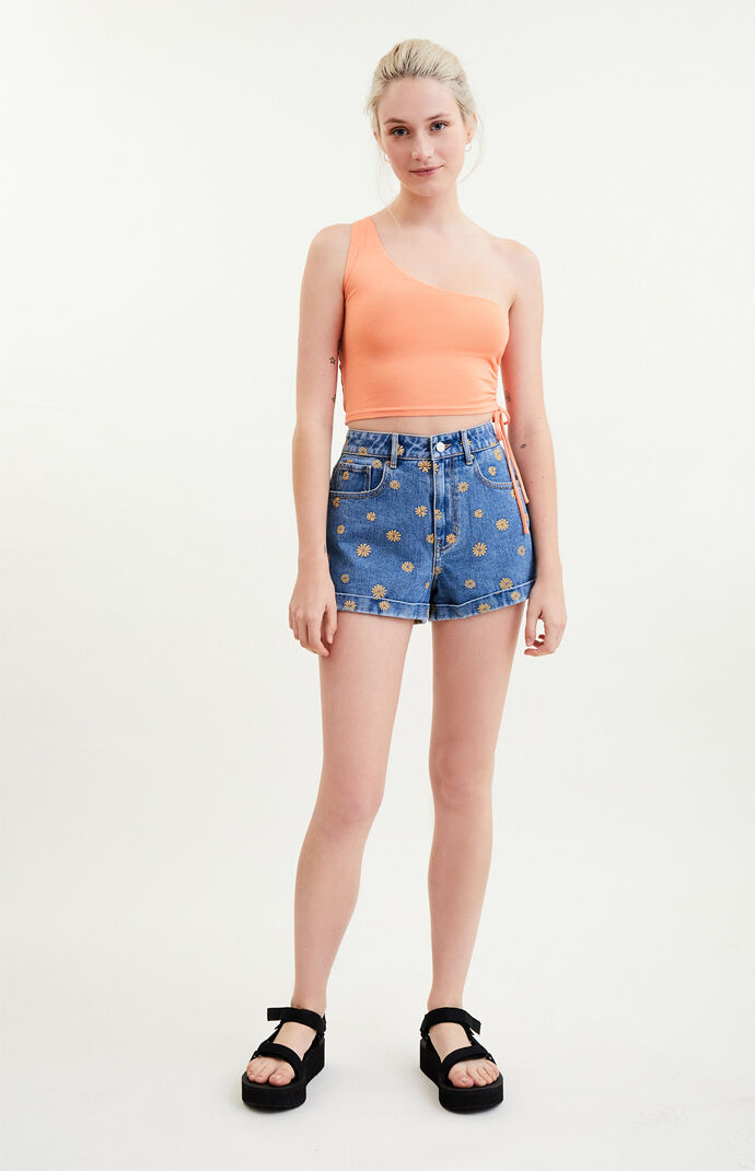 Side Cinched One Shoulder Tank Top
