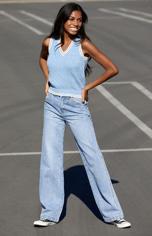 Blue & White Sweater Vest Blue & White Sweater Vest image number null