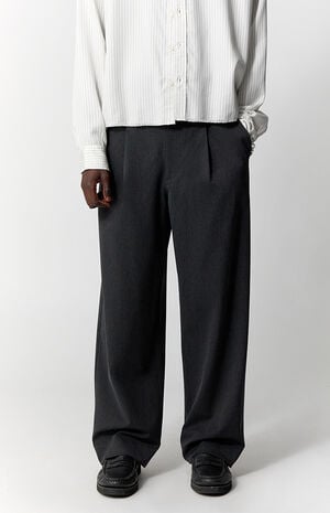 Charcoal Pleated Baggy Trousers image number 2