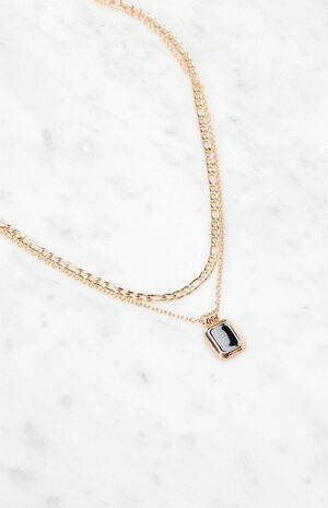 Black Pendant Layered Necklace image number 2