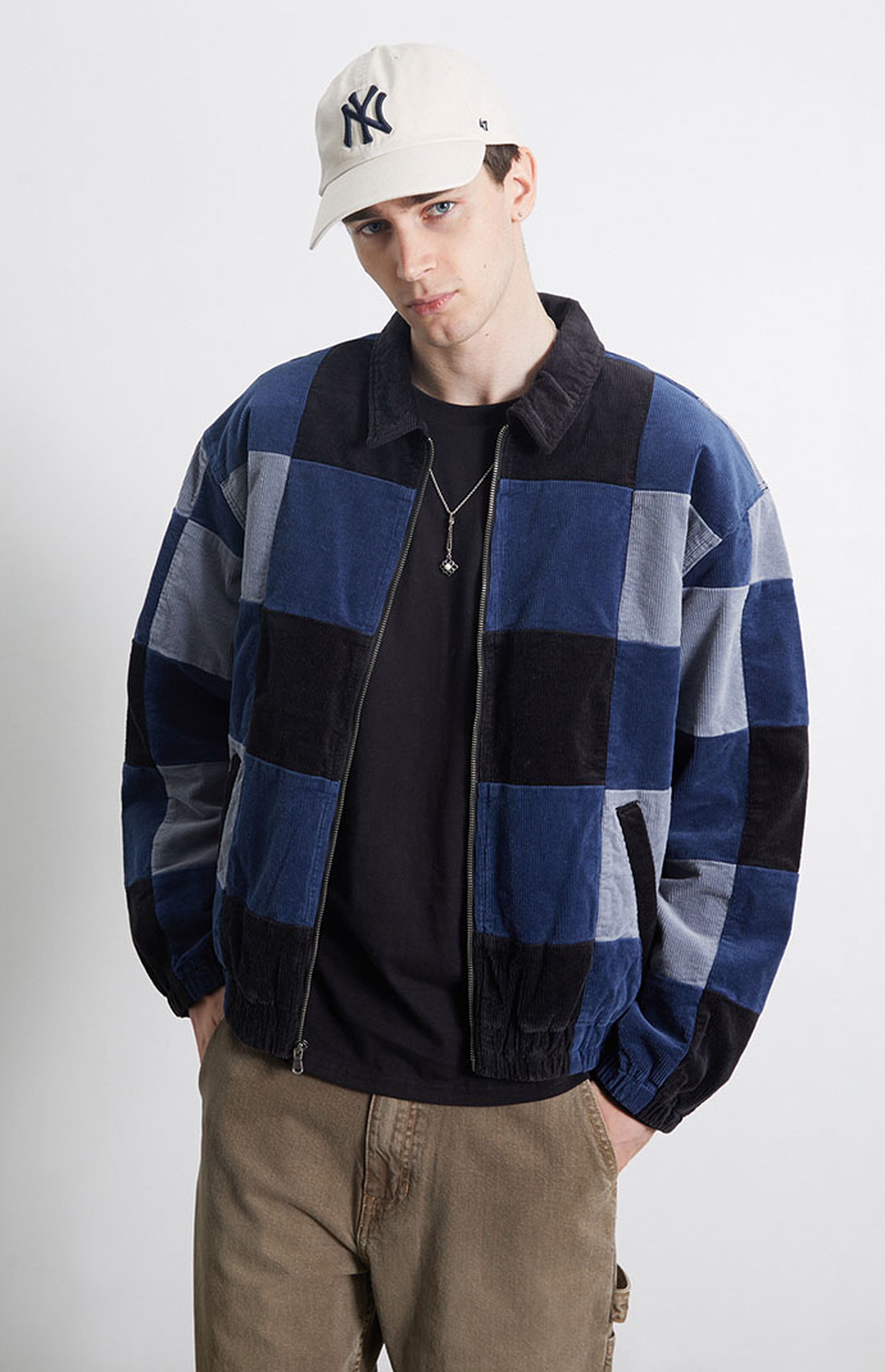 PacSun Navy Patch Corduroy Bomber Jacket PacSun