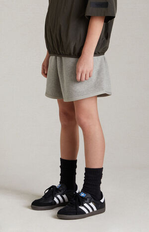 Essentials Dark Heather Oatmeal Sweat Shorts image number 4