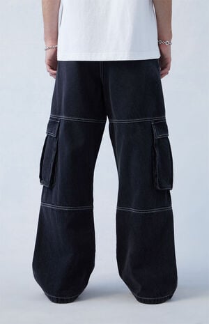 Eco Black Extreme Baggy Cargo Jeans image number 5