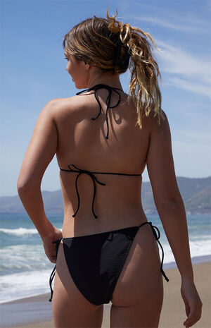 Eco Black Lena Scrunch Mini Triangle Bikini Top image number 3