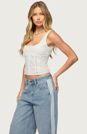 Embroidered Cotton Button Up Top image number 2