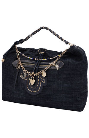Vintage Chain Dark Denim Hobo Bag image number 3
