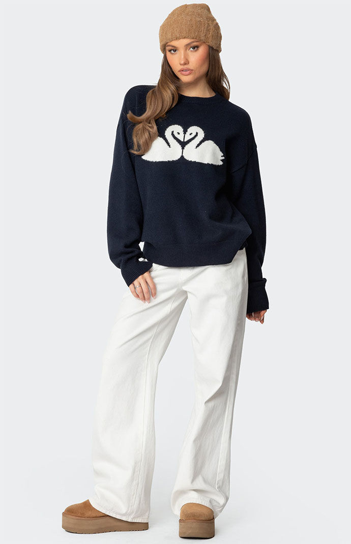 Edikted Swan Oversized Knit Sweater | Pacsun