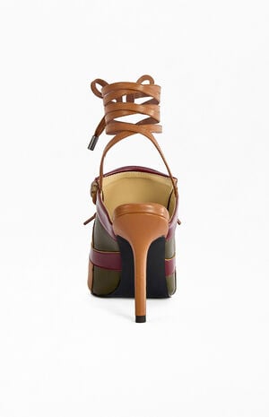 Women's Ambre Olive Point-Toe Wrap-Around Stiletto Pumps image number 3