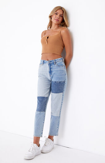 Pacsun Patch On Blue Mom Jeans Pacsun Hudson women's nico two tone skinny ankle jeans. pacsun patch on blue mom jeans