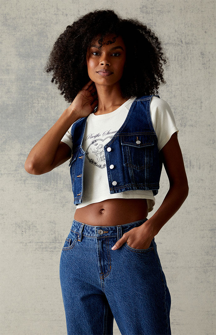 PacSun Ultra Cropped Denim Vest PacSun
