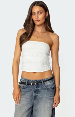 Georgette Lacey Ruffle Tube Top image number 1