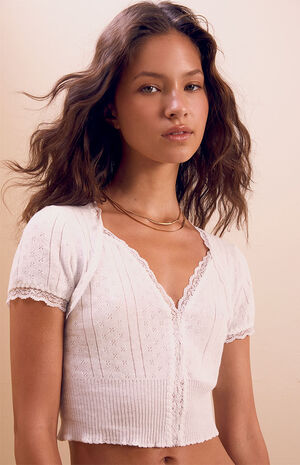 Pointelle Sweater Top image number 1